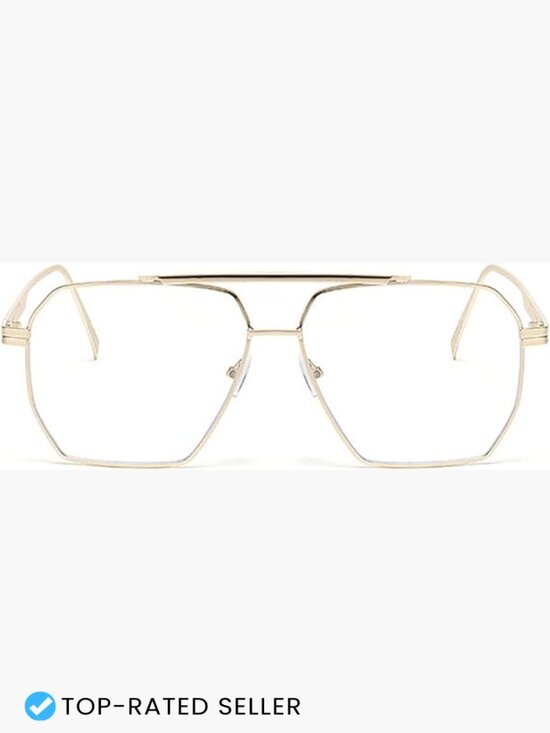 Retro Oversized Square Sunglasses Classic Metal Frame Pilot Shades Vintage main image 6